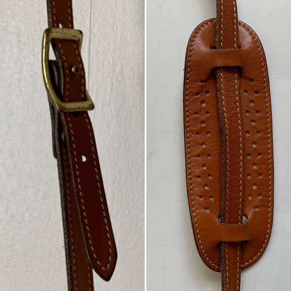 Vintage Dooney & Bourke Tan Leather Crossbody Bag Leather Two Tone Brown Taupe - Picture 11 of 14